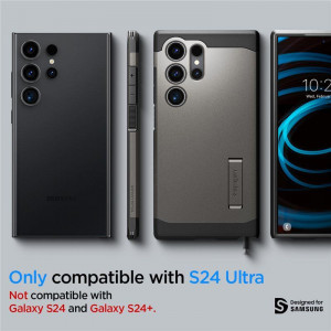 Оригинален гръб със стойка SPIGEN Tough Armor - Samsung Galaxy S24 Ultra металносив - Img 7