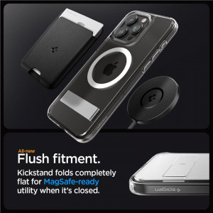 Оригинален гръб със стойка SPIGEN Ultra Hybrid S MagSafe - iPhone 15 Pro прозрачен - Img 13