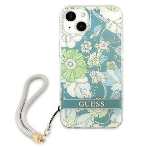 Оригинален гръб с връзка GUESS Flower GUHCP13MHFLSN - iPhone 13 зелен - Img 3