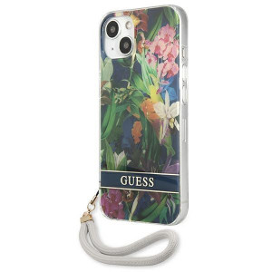 Оригинален гръб с връзка GUESS Flower GUHCP13SHFLSB - iPhone 13 mini син - Img 2
