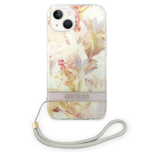 Оригинален гръб с връзка GUESS Flower GUOHCP14MHFLSU - iPhone 14 Plus лилав - Img 2