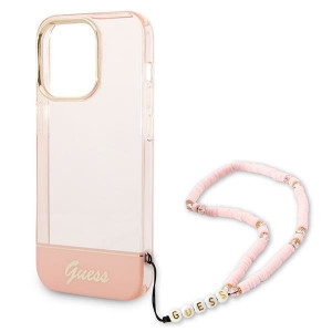 Оригинален гръб с гривна GUESS Translucent Pearl Strap GUHCP14LHGCOHP - iPhone 14 Pro розов - Img 5