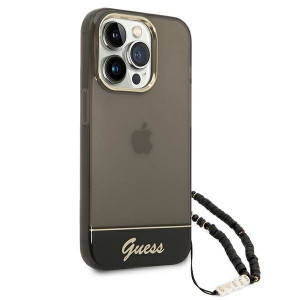 Оригинален гръб с гривна GUESS Translucent Pearl Strap GUHCP14XHGCOHK - iPhone 14 Pro Max черен - Img 3