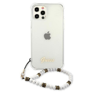 Оригинален гръб с гривна GUESS White Pearl GUHCP12MKPSWH - iPhone 12 / 12 Pro прозрачен - Img 3