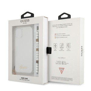 Оригинален гръб с гривна GUESS White Pearl GUHCP13mkPSWH - iPhone 13 прозрачен - Img 8