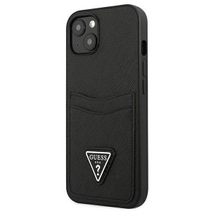 Оригинален гръб с джоб за карта GUESS SaffianoTriangle Logo Cardslot GUHCP13SPSATPK - iPhone 13 mini черен - Img 2