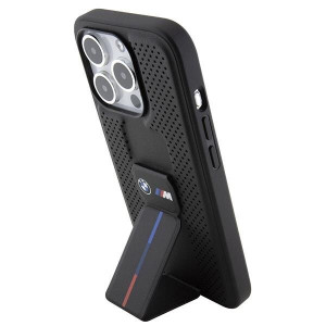 Оригинален гръб BMW Grip Stand Smooth & Perforated - iPhone 15 Pro черен - Img 2
