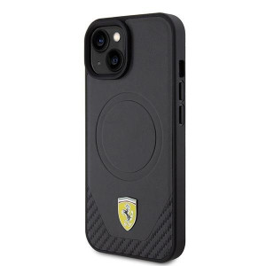 Оригинален гръб FERRARI Carbon Metal Logo MagSafe FEHMP15SPTEK - iPhone 15 черен - Img 2