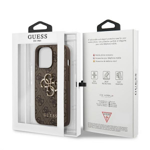 Оригинален гръб GUESS 4G Big Metal Logo GUHCP13L4GMGBR - iPhone 13 Pro кафяв - Img 8