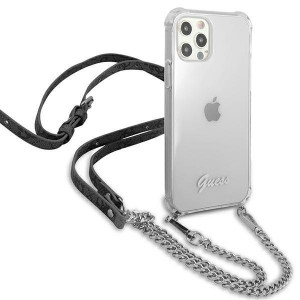 Оригинален гръб GUESS 4G Chain с презрамка GUHCP12MKC4GSSI - iPhone 12 / 12 Pro прозрачен - Img 4