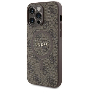 Оригинален гръб GUESS 4G Collection Leather Metal Logo MagSafe - iPhone 13 Pro Max кафяв - Img 2