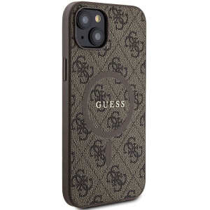 Оригинален гръб GUESS 4G Collection Leather Metal Logo MagSafe - iPhone 15 Plus / 14 Plus кафяв - Img 4