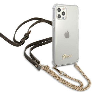 Оригинален гръб GUESS 4G Gold Chain GUHCP12MKC4GSGO - iPhone 12 / 12 Pro прозрачен - Img 4
