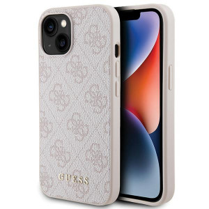 Оригинален гръб GUESS 4G Metal Gold Logo - iPhone 15 розов - Img 1