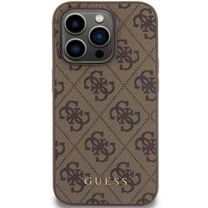 Оригинален гръб GUESS 4G Metal Gold Logo - iPhone 15 Pro кафяв - Img 3