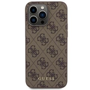Оригинален гръб GUESS 4G Metal Gold Logo - iPhone 15 Pro Max кафяв - Img 3