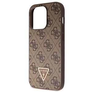 Оригинален гръб GUESS 4G Metal Logo с презрамка GUHCP14LP4TDSCPW - iPhone 14 Pro кафяв - Img 7