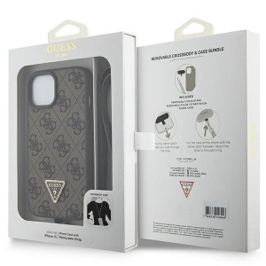 Оригинален гръб GUESS 4G Metal Logo с презрамка GUHCP15MP4TDSCPW - iPhone 15 Plus кафяв - Img 9