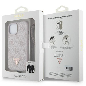 Оригинален гръб GUESS 4G Metal Logo с презрамка GUHCP15SP4TDSCPP - iPhone 15 розов - Img 9