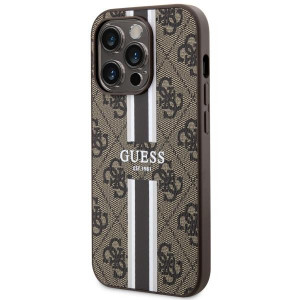 Оригинален гръб GUESS 4G Printed Stripe MagSafe GUHMP14XP4RPSW - iPhone 14 Pro Max кафяв - Img 2