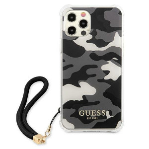 Оригинален гръб GUESS Camo GUHCP12MKSARBK с връзка - iPhone 12 / 12 Pro черен - Img 3