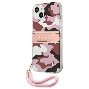 Оригинален гръб GUESS Camo GUHCP13mkCABPI с връзка - iPhone 13 розов - Img 2