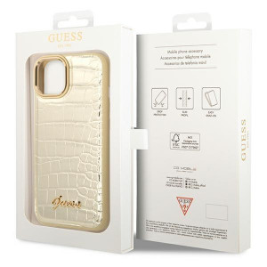 Оригинален гръб GUESS Croco GUHCP14MHGCRHD - iPhone 14 Plus златист - Img 8