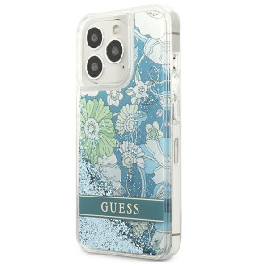 Оригинален гръб GUESS Flower Liquid Glitter GUHCP13LLFLSN - iPhone 13 Pro зелен - Img 2