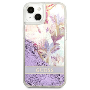 Оригинален гръб GUESS Flower Liquid Glitter GUHCP13SLFLSU - iPhone 13 mini лилав - Img 3