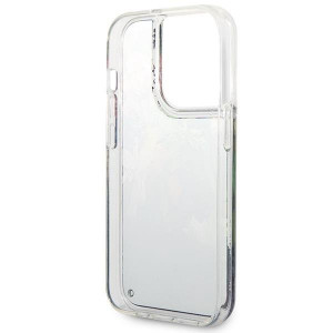 Оригинален гръб GUESS Flower Liquid Glitter GUHCP14LLFLSB - iPhone 14 Pro син - Img 7