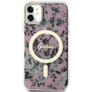 Оригинален гръб GUESS Flower MagSafe GUHMN61HCFWSP - iPhone 11 розов - Img 3