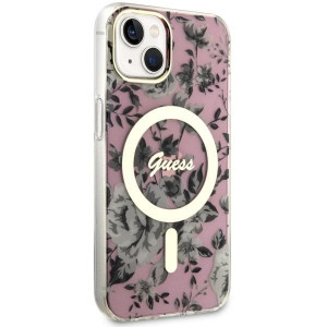 Оригинален гръб GUESS Flower MagSafe GUHMP14MHCFWSP - iPhone 14 Plus розов - Img 4