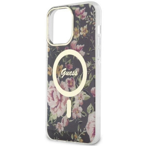 Оригинален гръб GUESS Flower MagSafe GUHMP14XHCFWSK - iPhone 14 Pro Max черен - Img 6