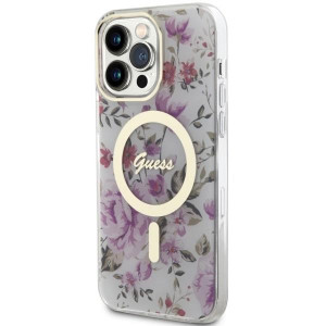 Оригинален гръб GUESS Flower MagSafe GUHMP14XHCFWST - iPhone 14 Pro Max прозрачен - Img 2