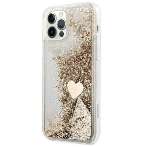 Оригинален гръб GUESS Glitter Charms GUOHCP12MGLHFLGO - iPhone 12 / 12 Pro златист - Img 2