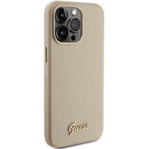 Оригинален гръб GUESS Glitter Glossy Script - iPhone 15 Pro златист - Img 4
