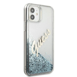 Оригинален гръб GUESS Glitter Liquid Vintage GUHCP12SGLVSBL - iPhone 12 mini син - Img 4