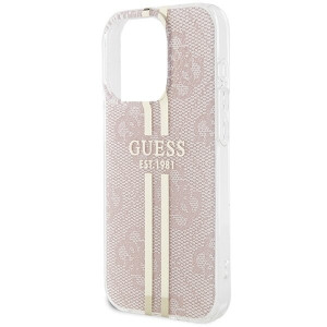 Оригинален гръб GUESS IML 4G Gold Stripe - iPhone 15 Pro розов - Img 6