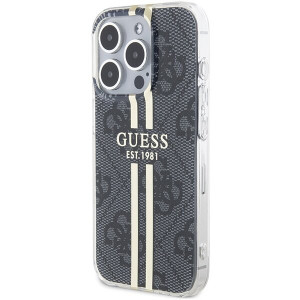 Оригинален гръб GUESS IML 4G Gold Stripe - iPhone 15 Pro Max черен - Img 2