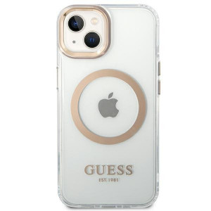 Оригинален гръб GUESS Metal Outline MagSafe GUHMP14SHTRMD - iPhone 14 златист - Img 3