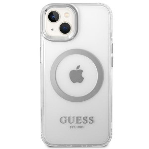 Оригинален гръб GUESS Metal Outline MagSafe GUHMP14SHTRMS - iPhone 14 сребрист - Img 3