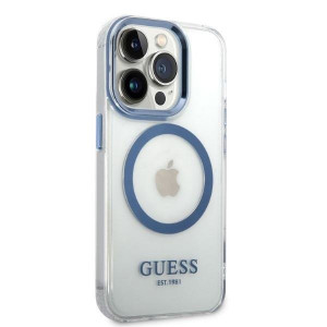 Оригинален гръб GUESS Metal Outline MagSafe GUHMP14XHTRMB - iPhone 14 Pro Max син - Img 4