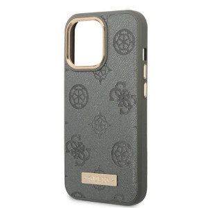 Оригинален гръб GUESS Peony Logo Plate MagSafe GUHMP13XSAPSTG - iPhone 13 Pro Max сив - Img 6