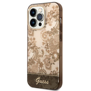 Оригинален гръб GUESS Porcelain GUHCP14LHGPLHC - iPhone 14 Pro охра - Img 2