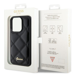 Оригинален гръб GUESS Quilted Metal Logo - iPhone 15 Pro черен - Img 8