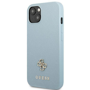 Оригинален гръб GUESS Saffiano 4G Small Metal Logo GUHCP13MPS4MB - iPhone 13 син - Img 2