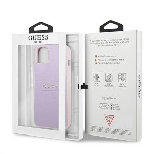 Оригинален гръб GUESS Saffiano Hot Stamp & Metal Logo GUHCP13SPSASBPU - iPhone 13 mini лилав - Img 8