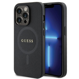 Оригинален гръб GUESS Saffiano MagSafe GUHMP14LPSAHMCK - iPhone 14 Pro черен - Img 1