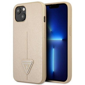 Оригинален гръб GUESS Saffiano Triangle Logo GUHCP14SPSATLE - iPhone 14 бежов - Img 1