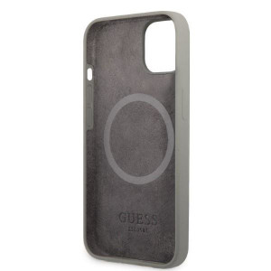 Оригинален гръб GUESS Silicone Logo Plate MagSafe GUHMP13SSPLG - iPhone 13 mini сив - Img 7